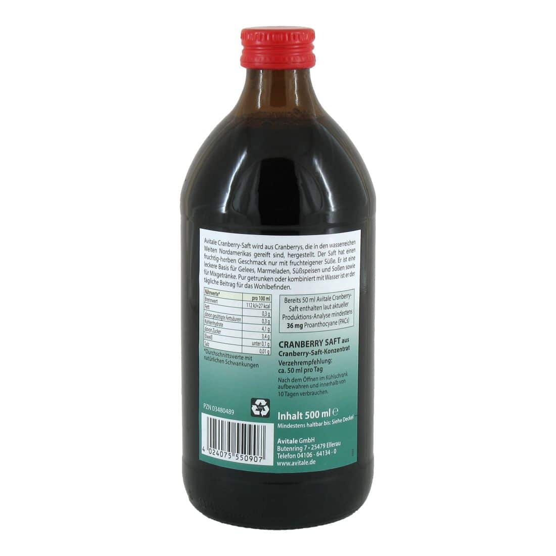 avitale-cranberrysaft-pacs-preiselbeersaft-flasche image 2