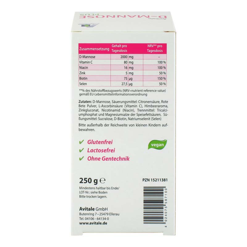 avitale-d-mannose-plus-pulver-himbeere-2000-mg image 2